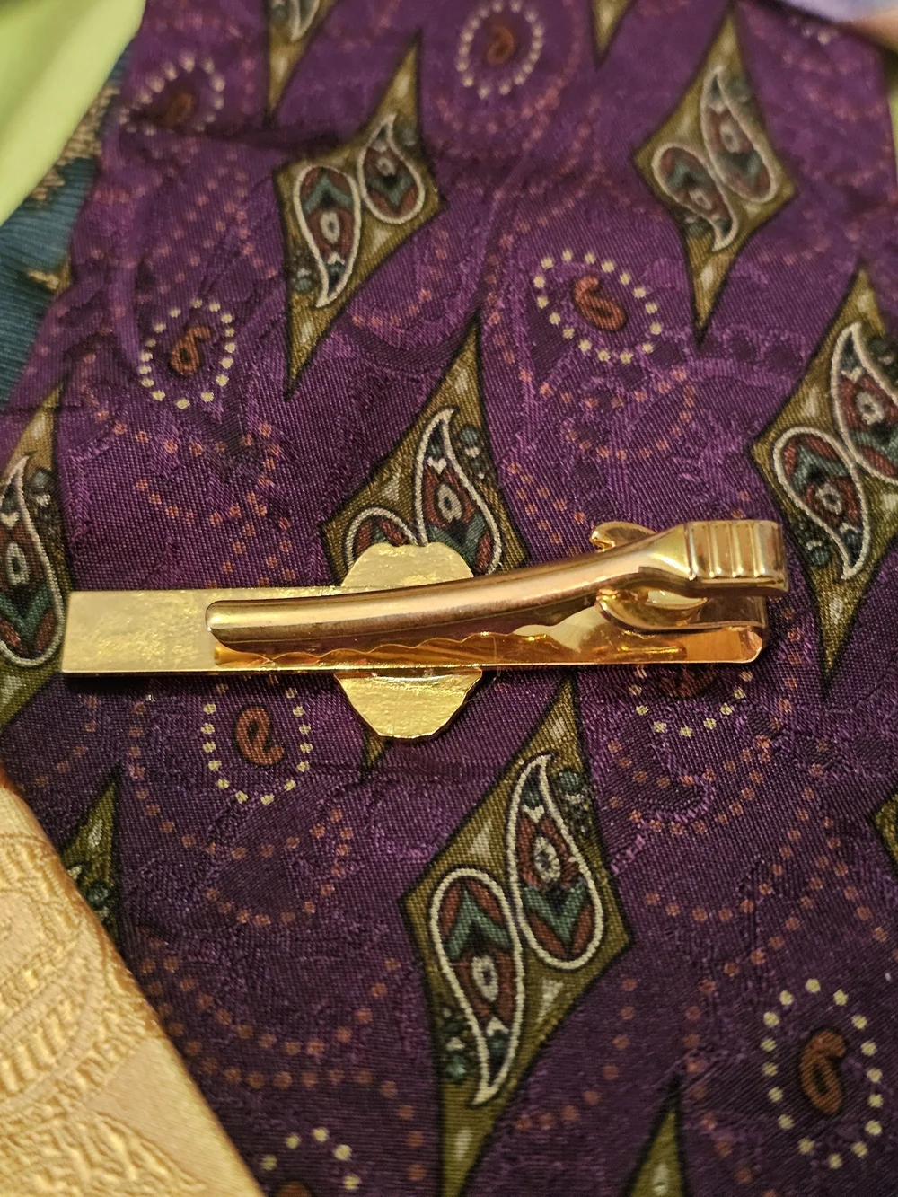 Gold Tie Bar with Crest Accent - Men Accessories